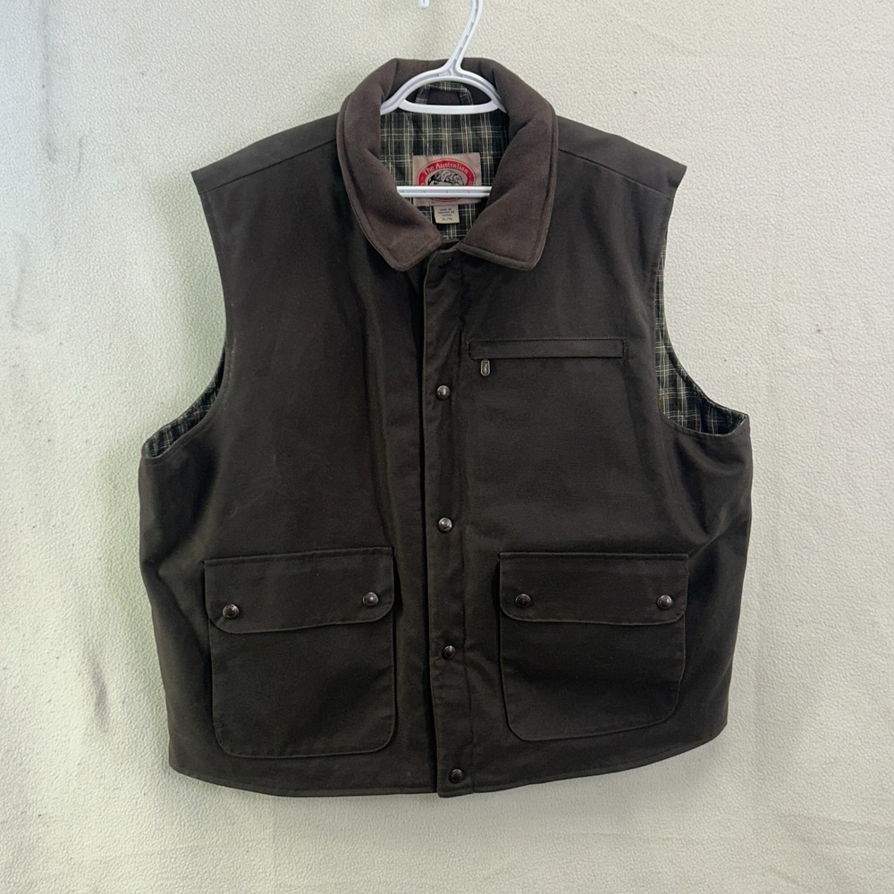 Australian Outback Collection Waxed Cotton Plaid Lined Vest Size XXL Outdoors